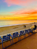 Coucher de soleil, Chaises bleues : Nice, 2026 🦋